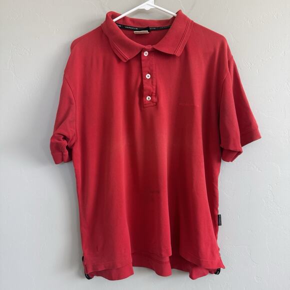 VINTAGE Porsche Polo Short Sleeve Shirt Red Embroidered Logo Mens L READ DESCRIP - Picture 1 of 11